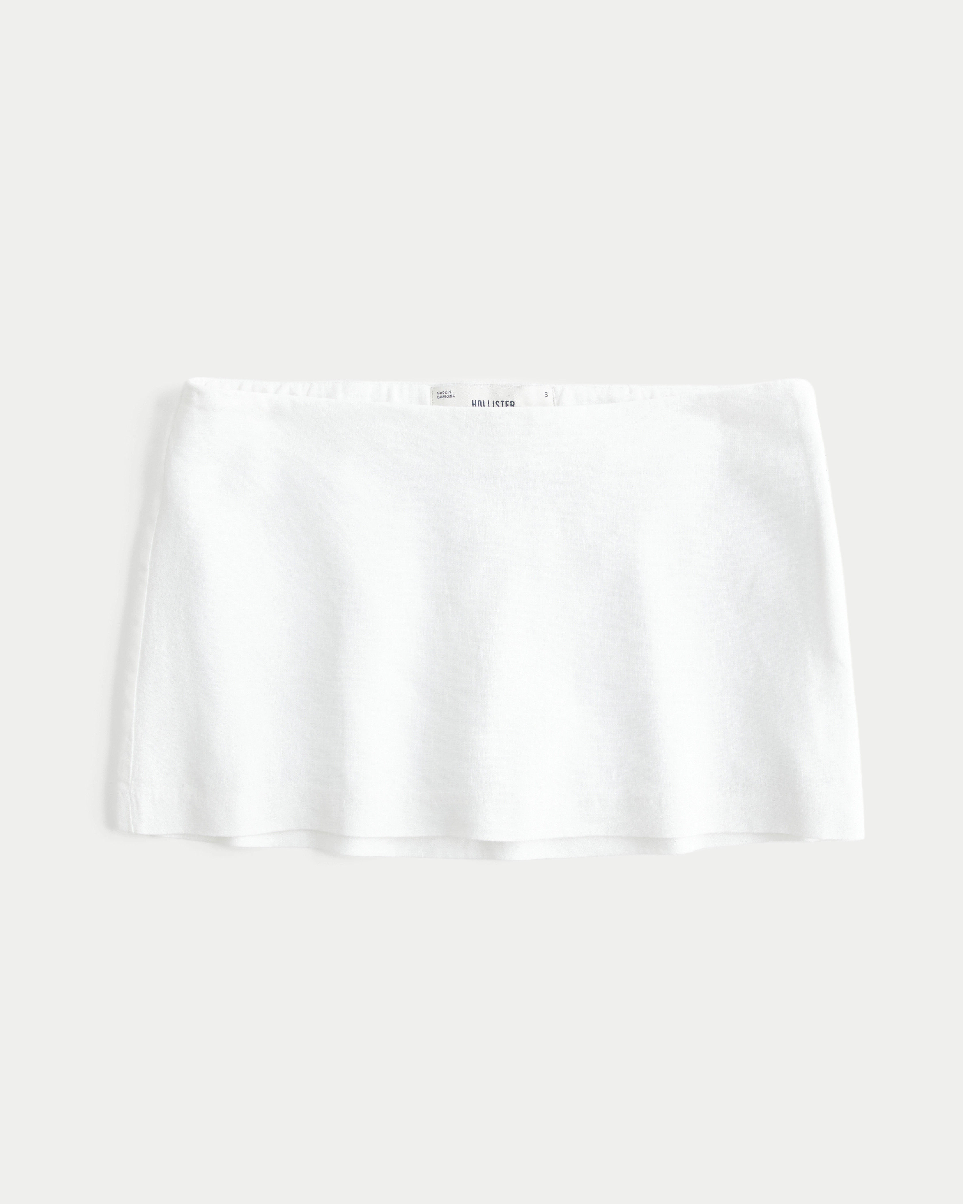 Low-Rise Linen-Blend A-Line Skort | Hollister (US)
