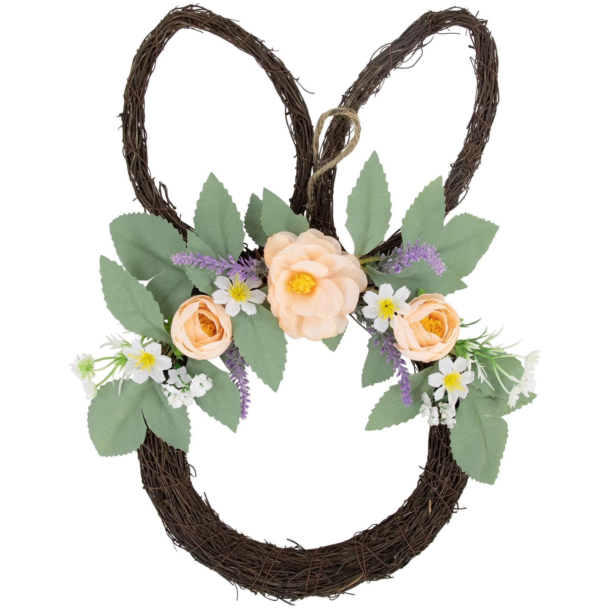 Northlight 15" Bunny Ears Floral Easter  Twig Wreath | Walmart (US)