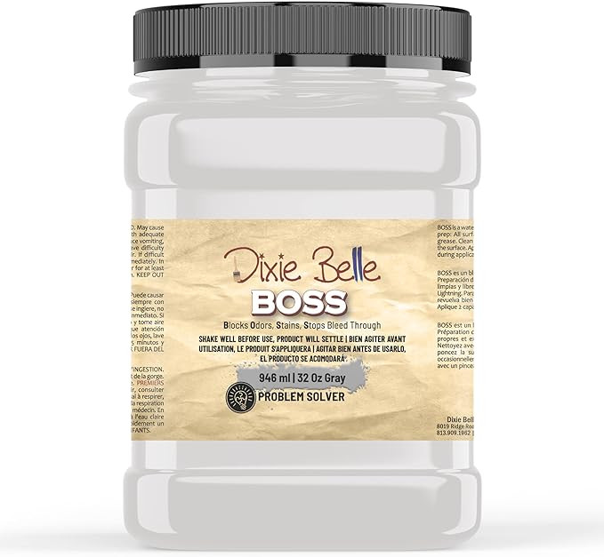 Dixie Belle BOSS Paint Primer | Gray (32oz) | Water-Based Problem Solver Paint | Paint Base to Bl... | Amazon (US)