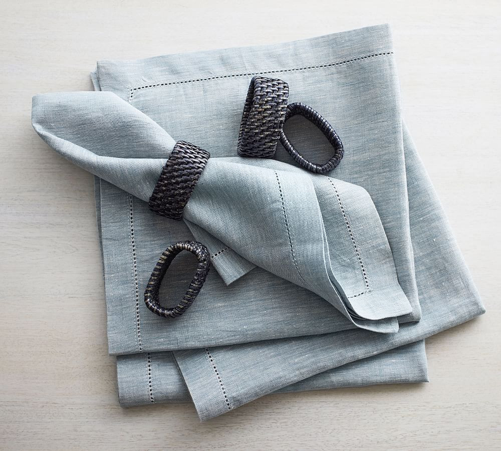 Tava Handwoven Rattan Oval Napkin Rings - Set of 4 | Pottery Barn (US)