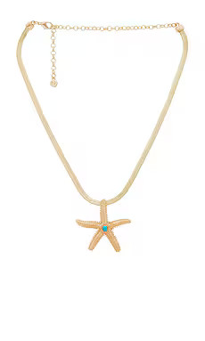 Ettika Starfish Pendant Herringbone Chain Necklace in Gold from Revolve.com | Revolve Clothing (Global)