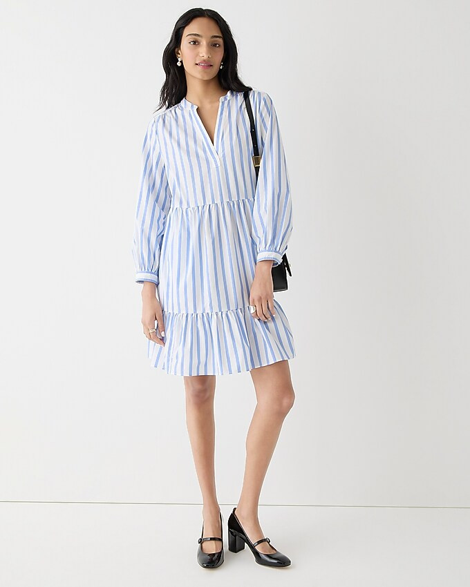 Tiered cotton poplin mini dress in Barrie stripe | J. Crew US