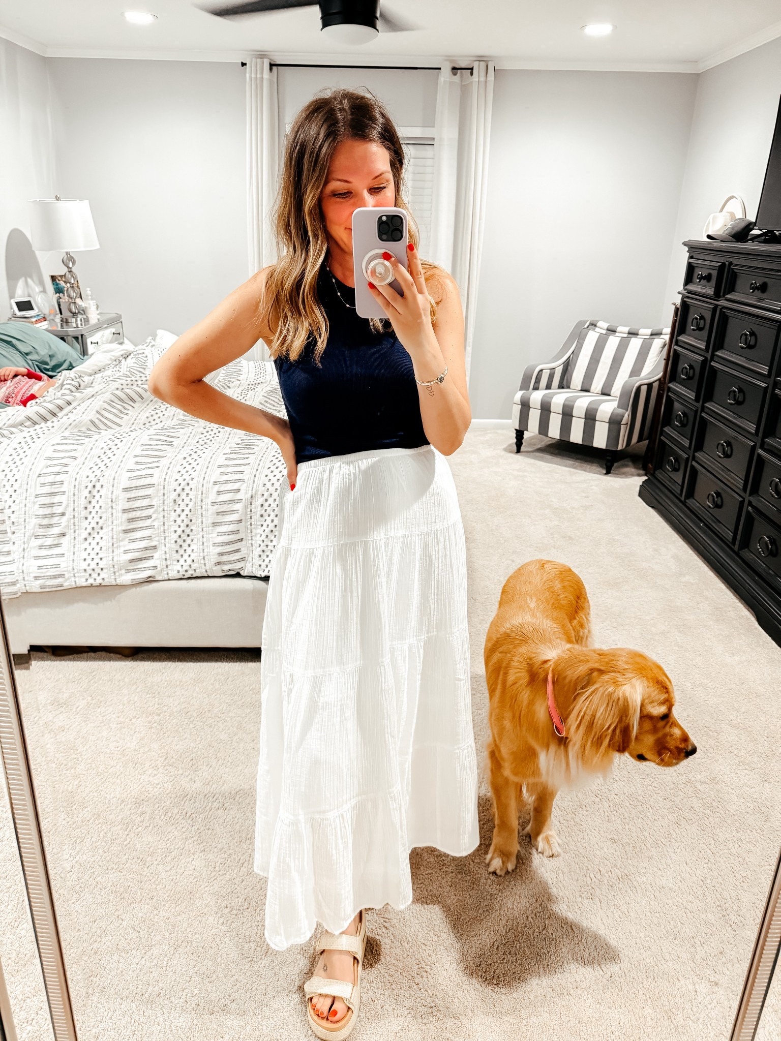 Navy top Medium
White Skirt Small

Target
Target vacation looks Medium