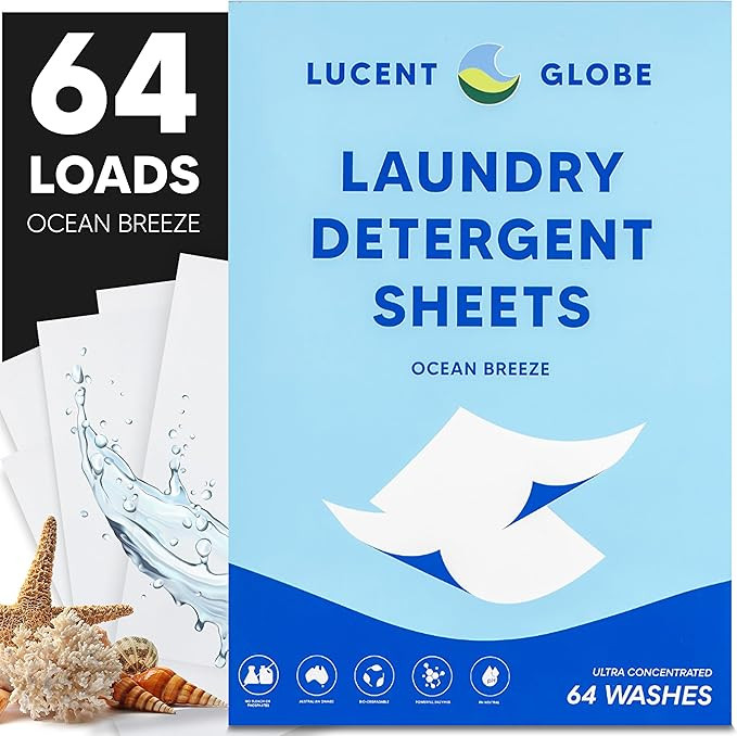 Lucent Globe Laundry Detergent Sheets. Pre-Measured Laundry Sheets. Powerful Stain Removal. Works... | Amazon (US)