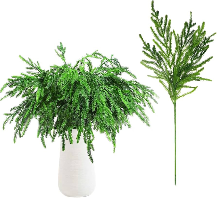 Upgrade Norfolk Pine Stems Pack of 6, 17.7 Inches Christmas Artificial Pine Branches Greenery Ste... | Amazon (US)