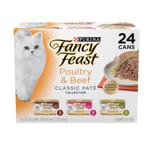 Fancy Feast Poultry and Beef Feast Classic Pate Collection Grain Free Wet Cat Food Variety Pack, ... | Petco