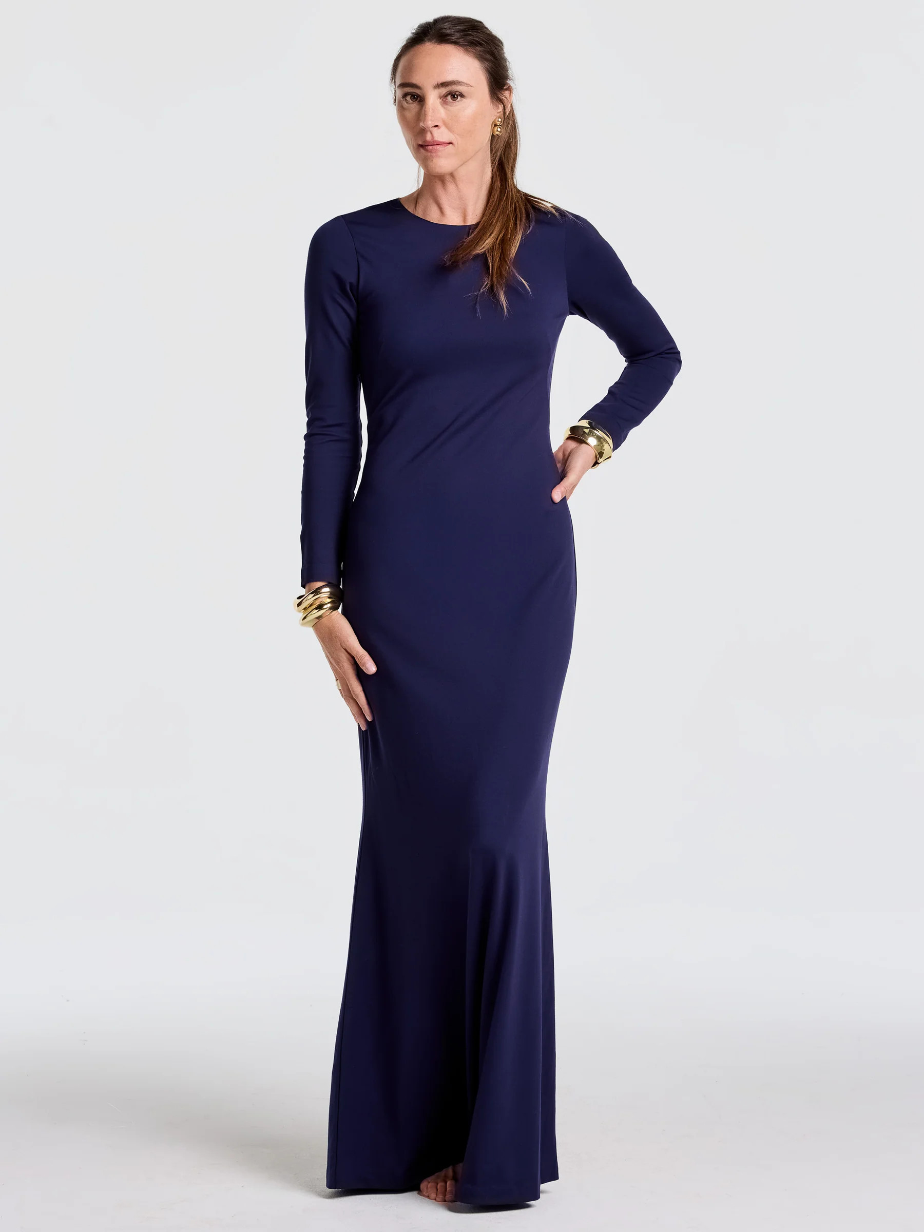 Navy Solid Alexandra Dress | Women's Dresses | J.McLaughlin | J.McLaughlin