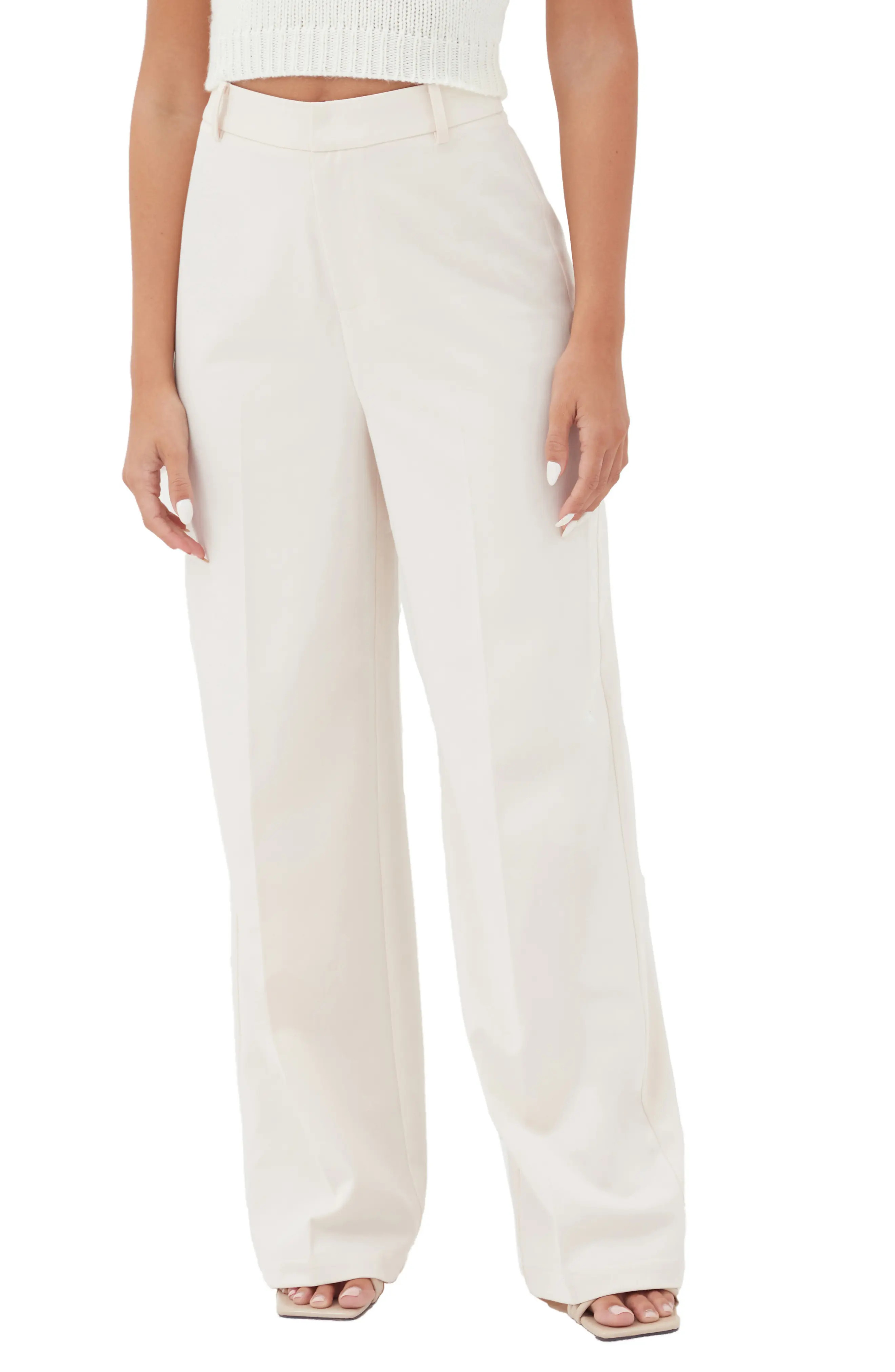 4th & Reckless x Jourdan Sloane Porto High Waist Wide Leg Pants in Cream at Nordstrom, Size X-Small | Nordstrom