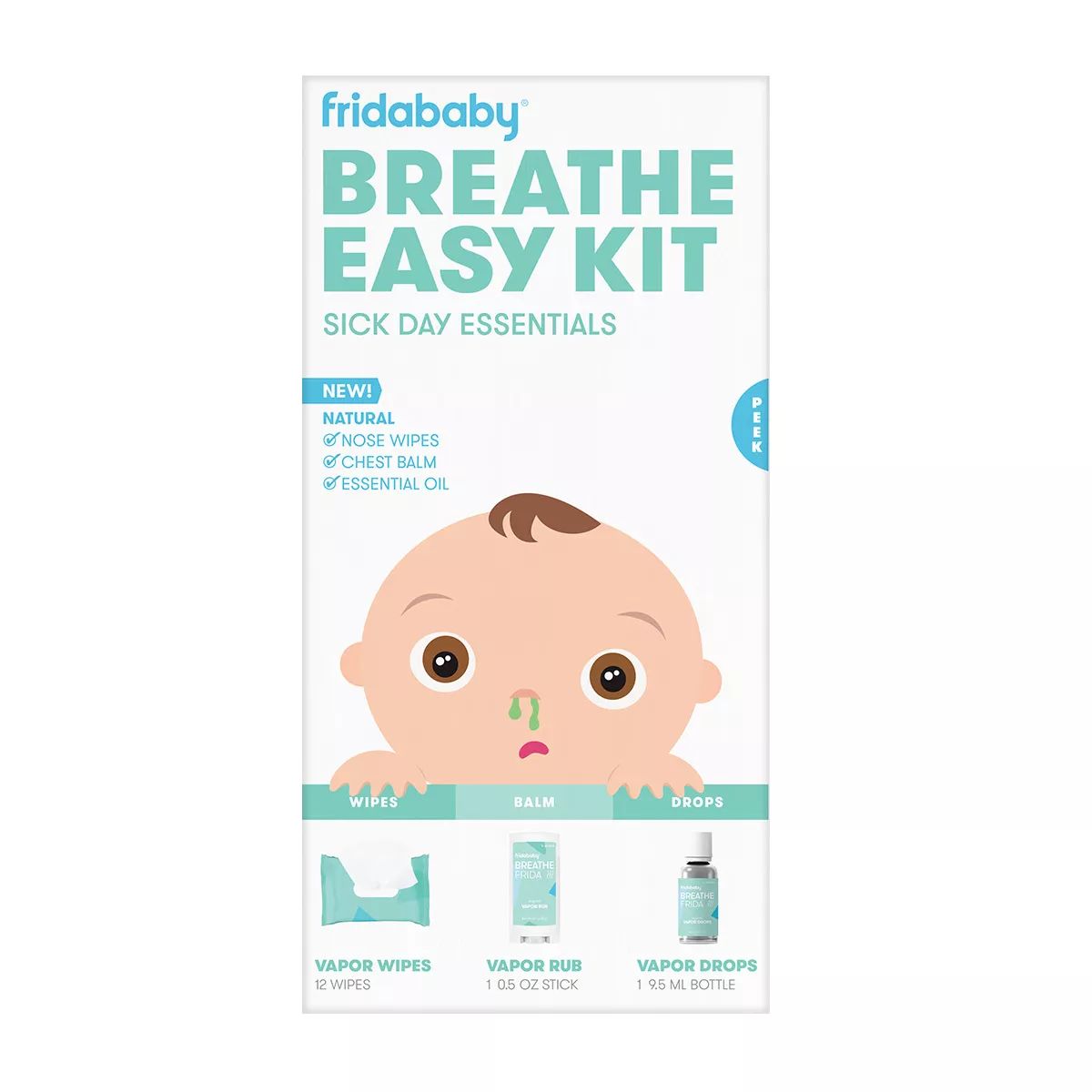 Frida Baby Baby Breathe Easy Kit Sick Day Essentials with Vapor Wipes, Vapor Rub and Vapor Drops | Target