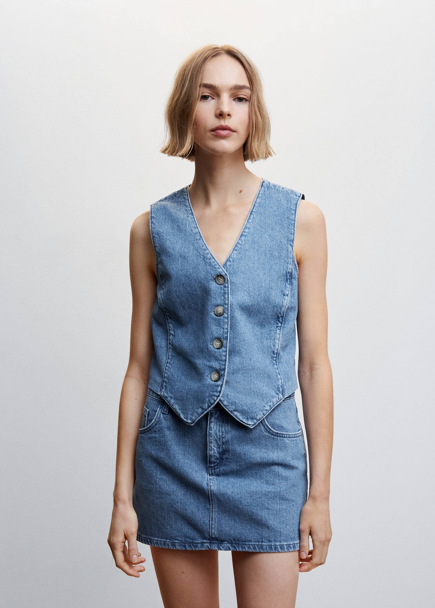 Denim vest with pockets -  Women | Mango USA | MANGO (US)