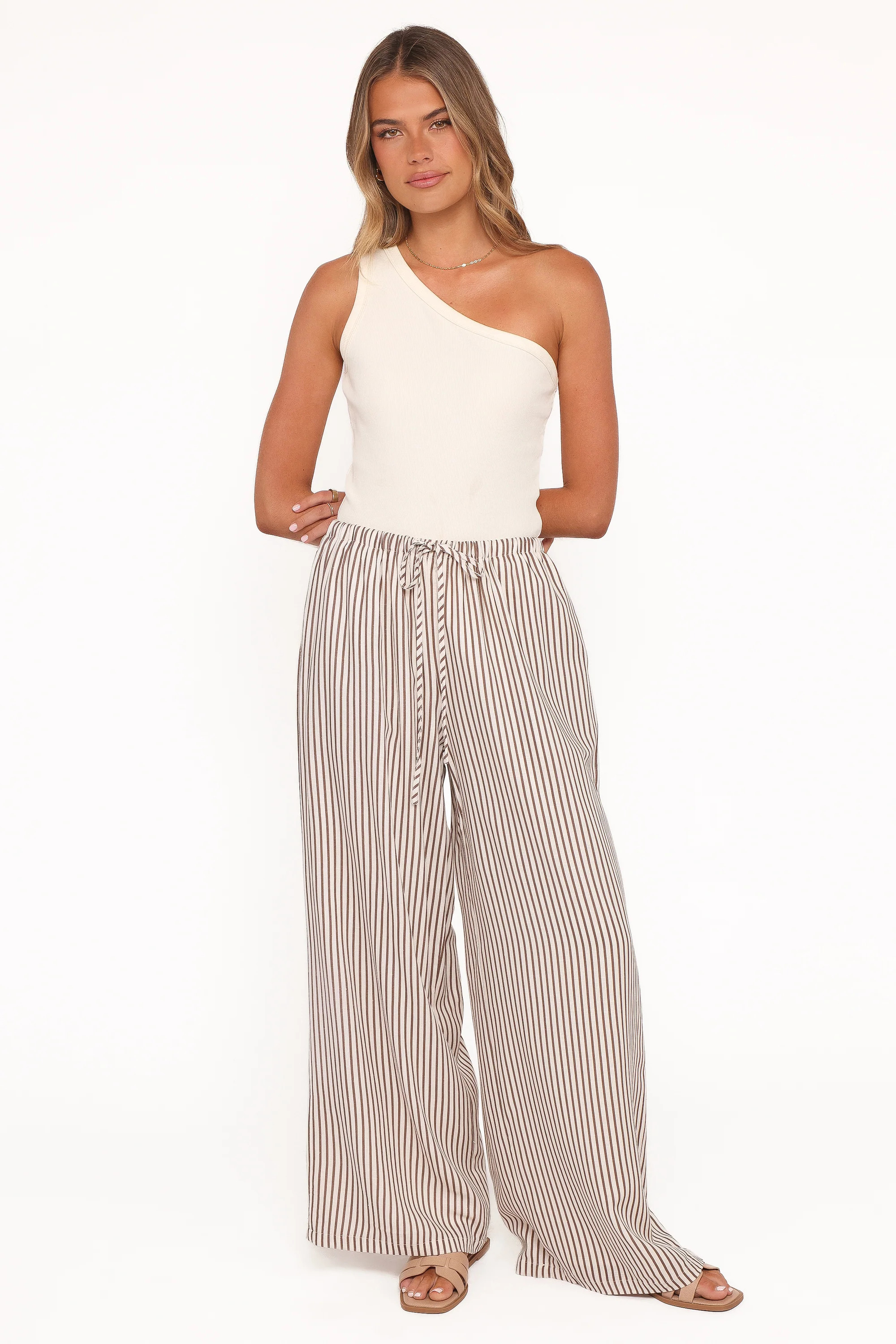 Elowen Wide Leg Pants - Brown Stripe | Petal & Pup (AU)