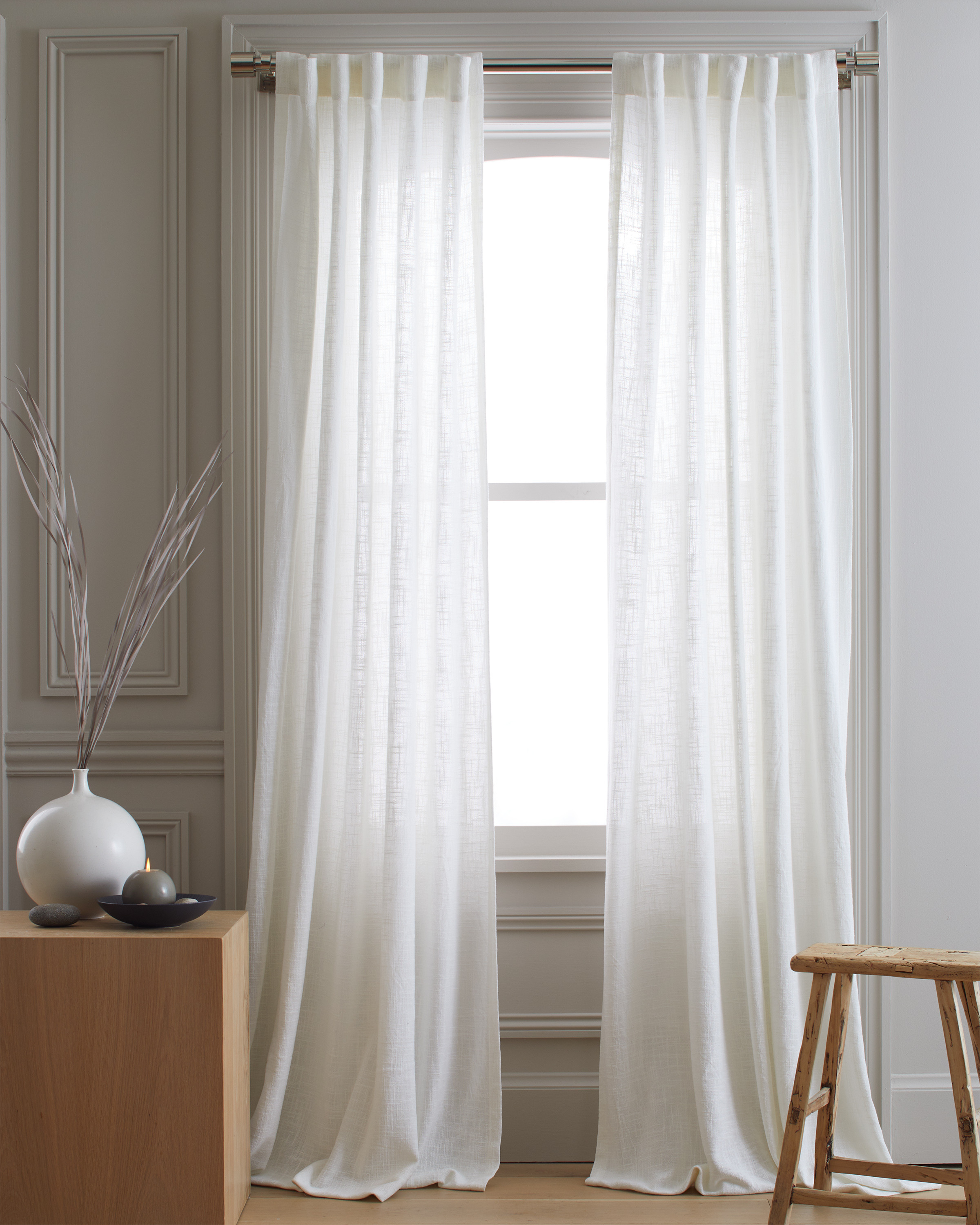 Quince | Cotton Sheer Curtain Set in Grey, Size 48x96, Organic Cotton | Quince