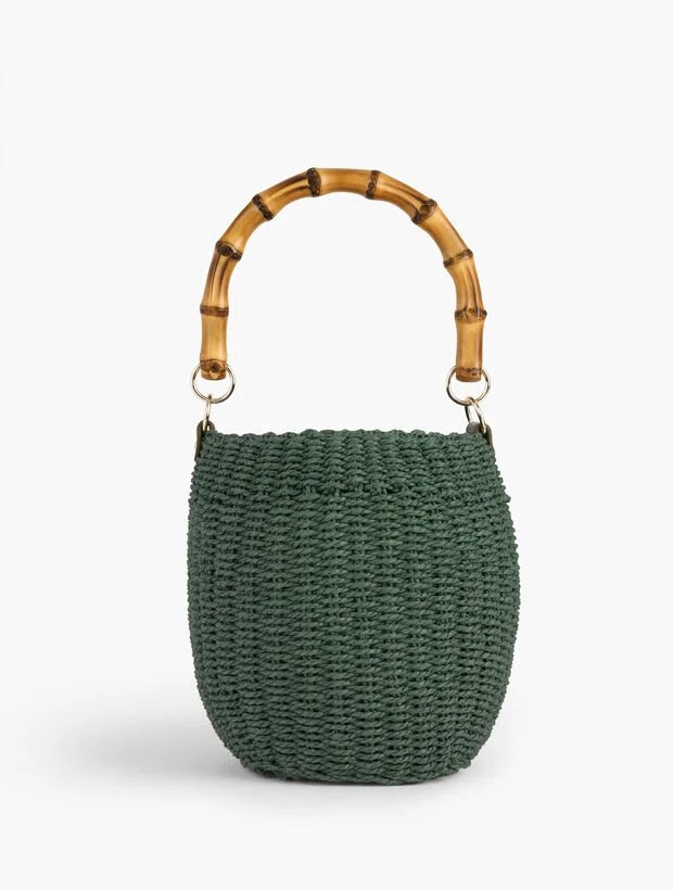 Bamboo Handle Straw Bucket Bag | Talbots