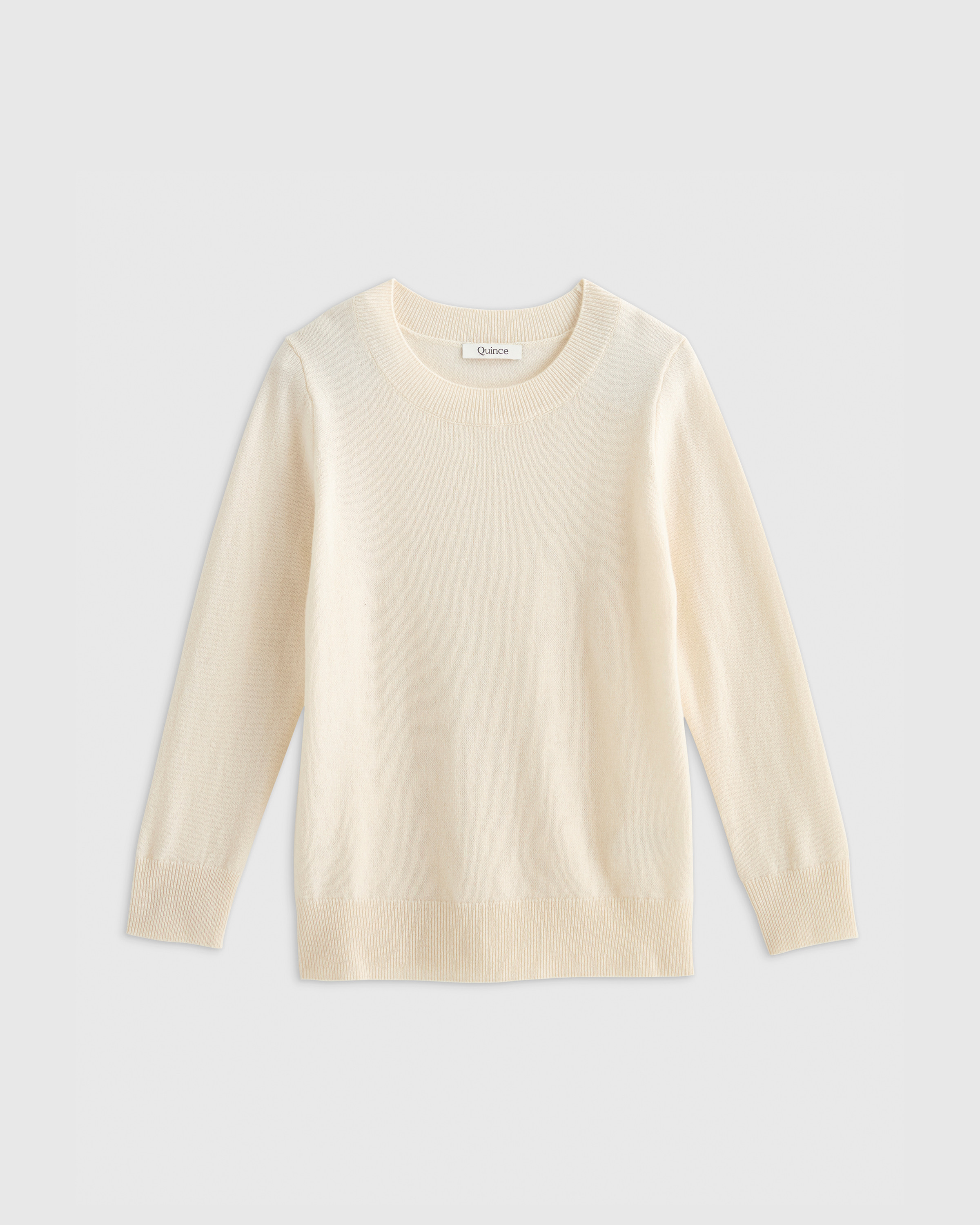 Quince | Washable Cashmere Crewneck Sweater in Ivory, Size 8 | Quince