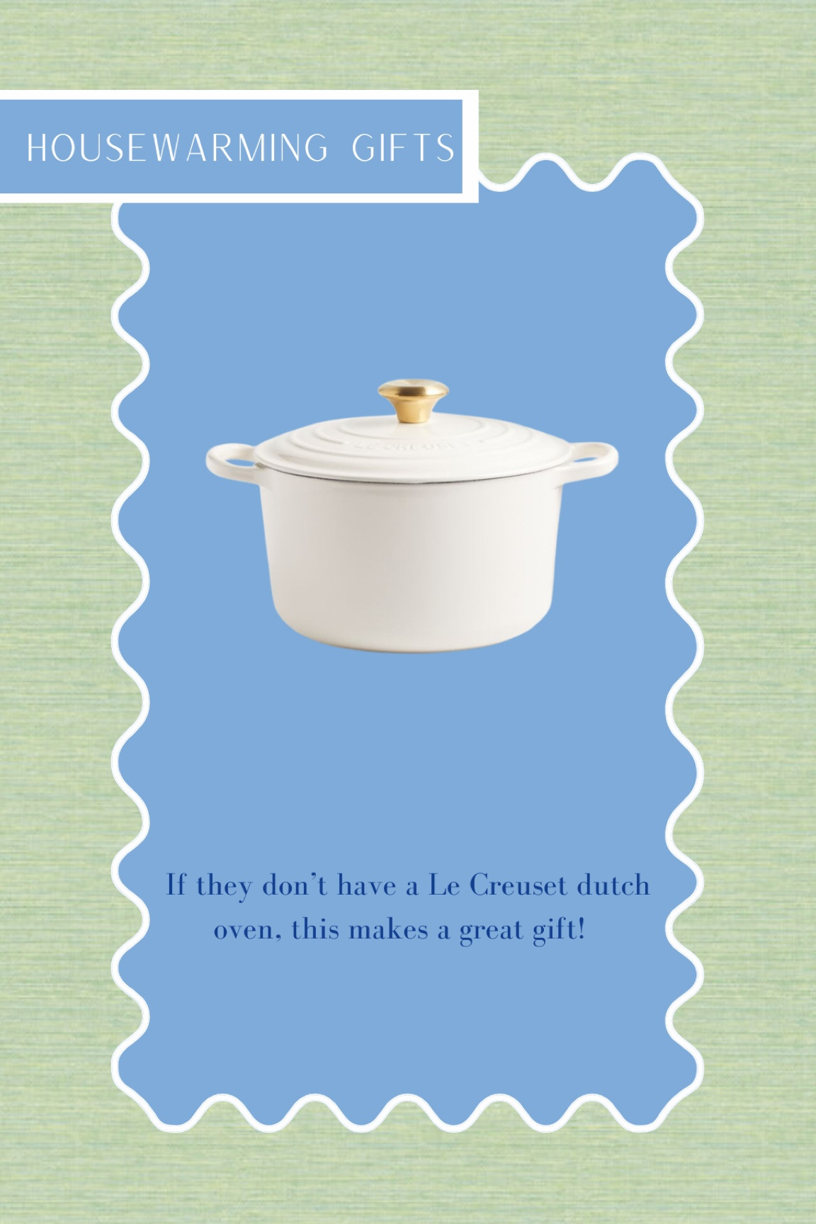 A luxury gift for a new homeowner is a le creuset Dutch oven.   Makes a wonderful gift! 

#LTKhome #LTKSeasonal #LTKHoliday