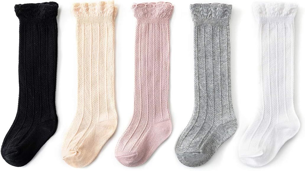 Baby Girls Knee High Socks Tube Cute Stockings Long Unisex Infants Toddler Sock Tights Baby | Amazon (US)