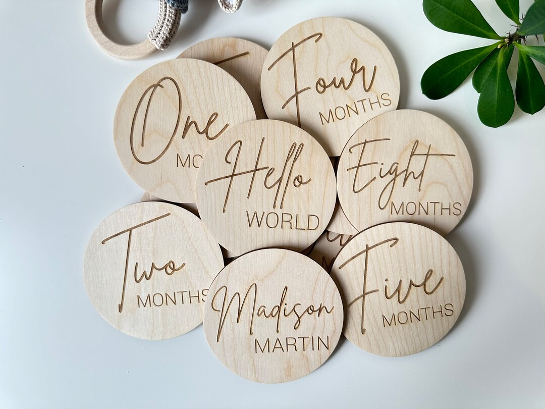 Wooden Monthly Milestone Markers Minimalist Monthly Milestone Discs Modern Baby Monthly Milestone... | Etsy (US)