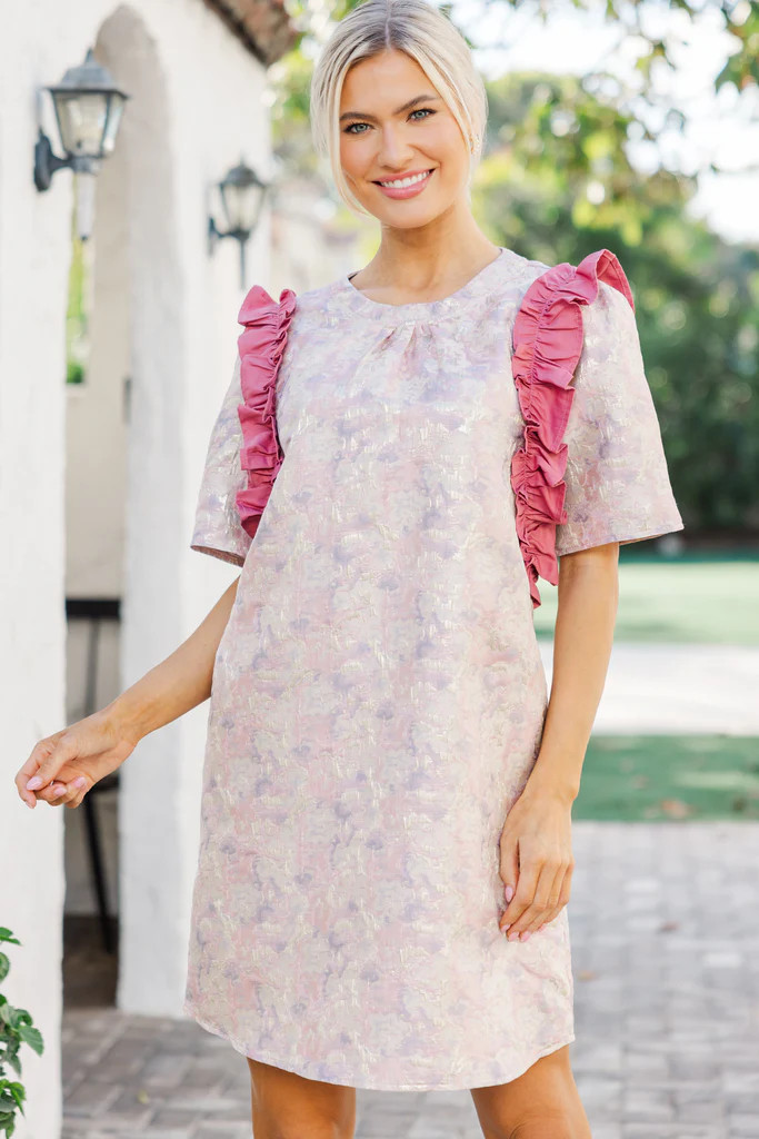 Can't Believe It Dust Pink Floral Dress | The Mint Julep Boutique
