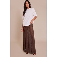 Chocolate Lace Seam Detail Maxi Skirt | PrettyLittleThing US