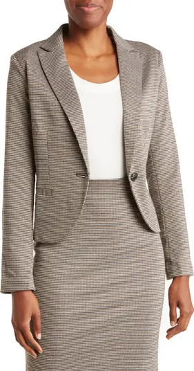 Houndstooth One-Button Peak Lapel Ponte Blazer | Nordstrom Rack