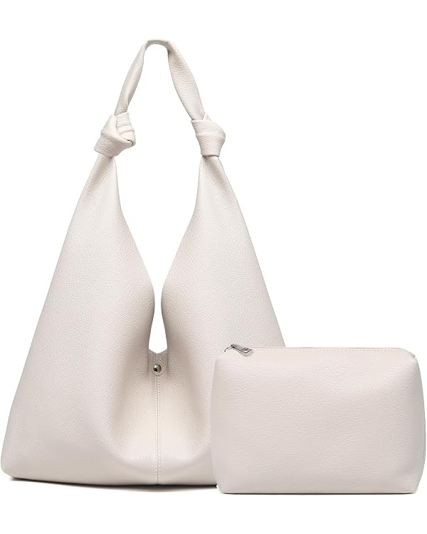 Vegan Leather Hobo Purses set, Slouchy Shoulder Bag Knotted Hobo Bags for Women with a small purs... | Amazon (US)
