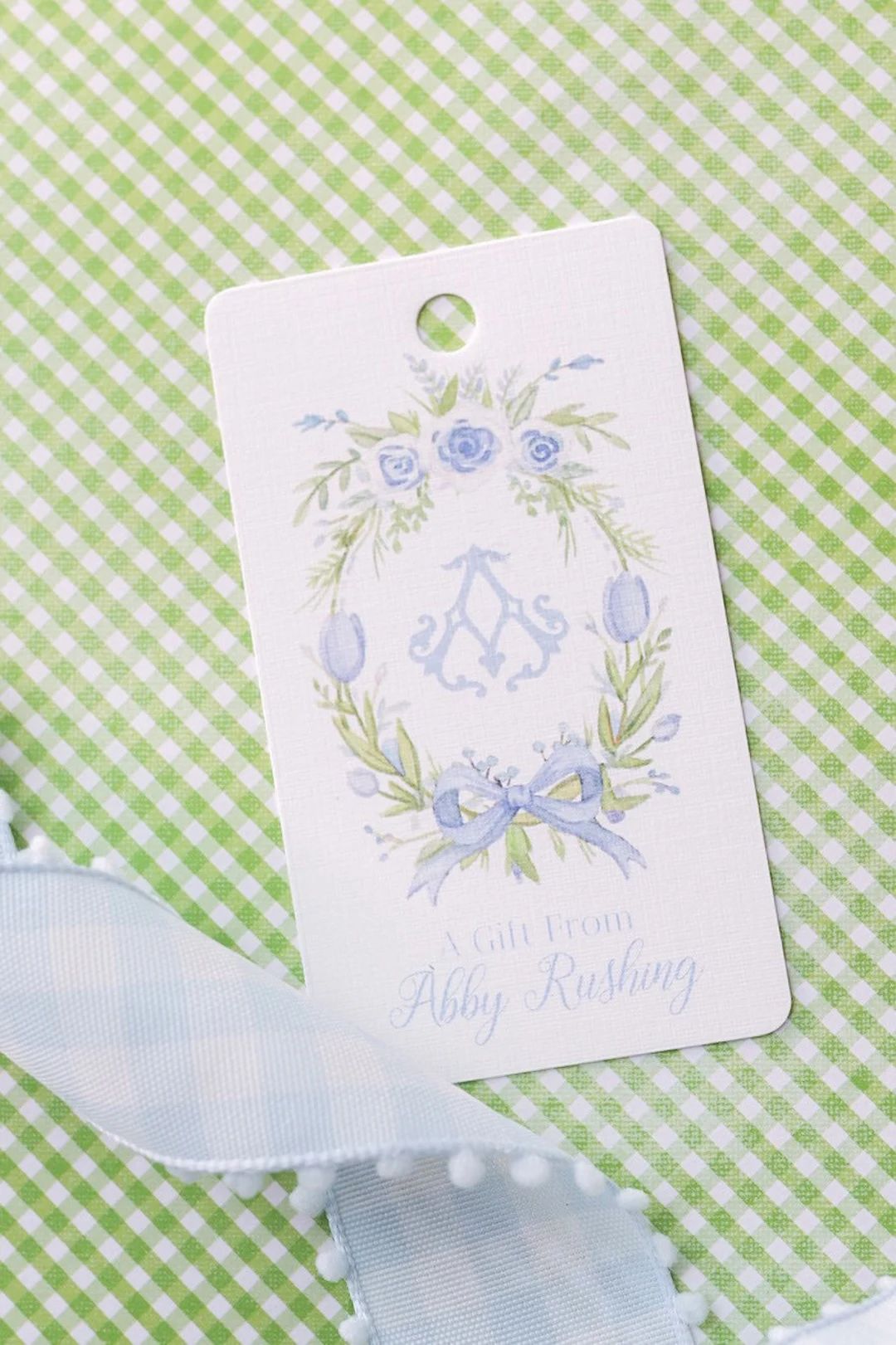 Watercolor Bow Floral Crest Gift Tags | Etsy (US)
