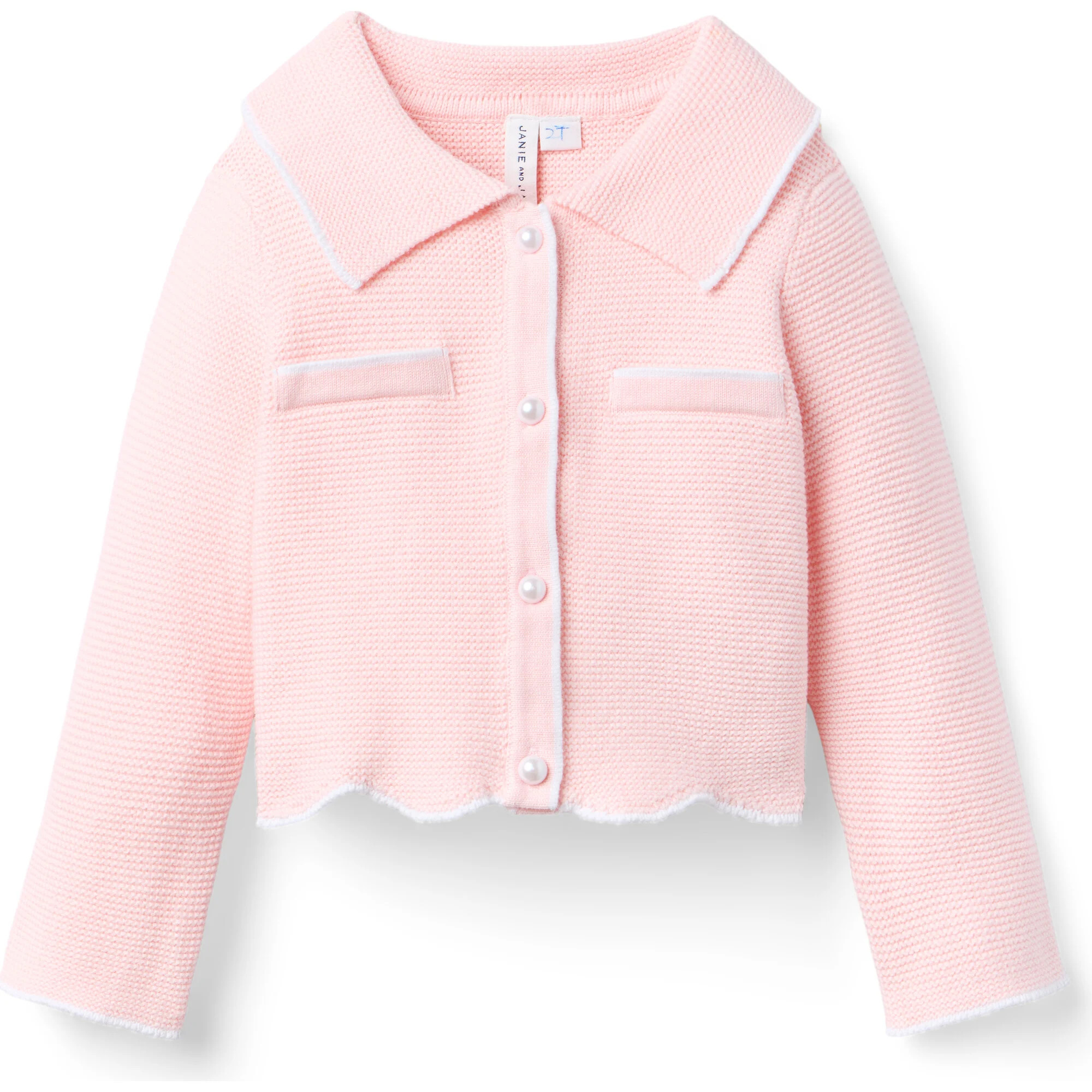 The Scalloped Hem Cardigan, Pink | Maisonette