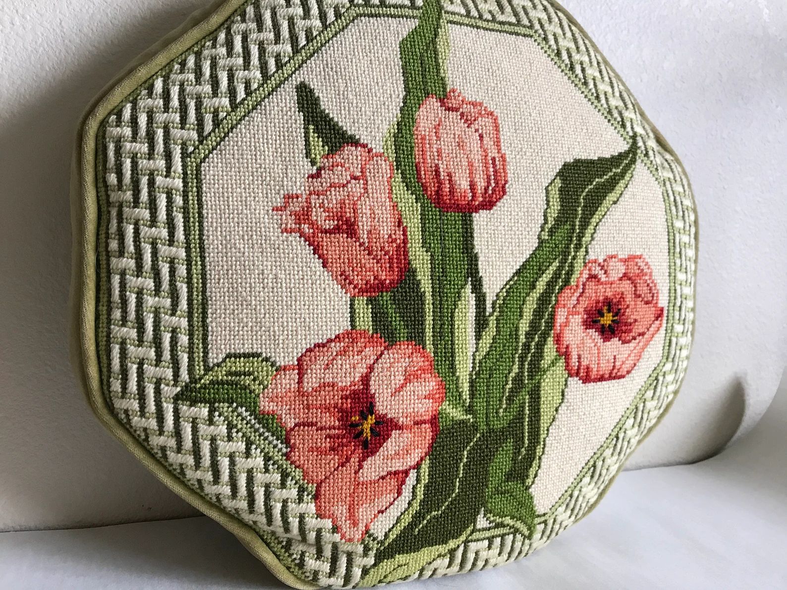 Octagonal Needlepoint Floral Vintage Velvet Throw Pillow  | Etsy | Etsy (US)