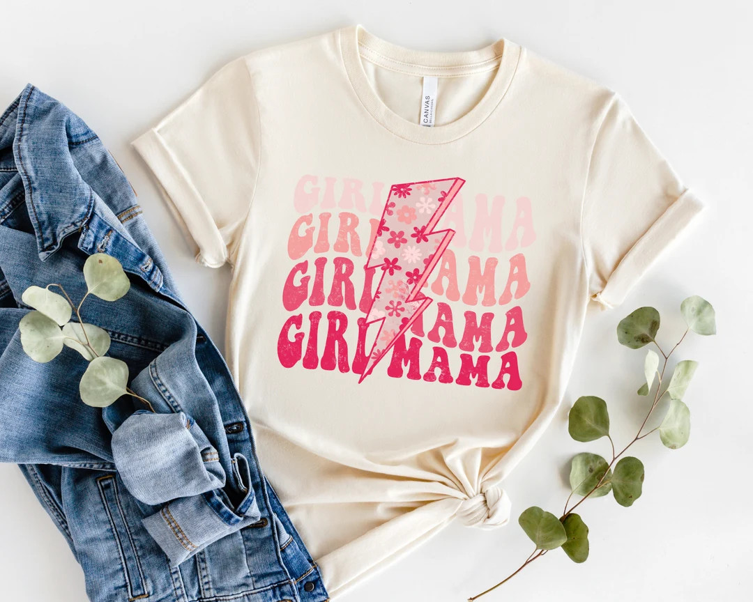 Girl Mama Lightning Bolt T-Shirt, Girl Mom Shirt, Girl mama lightning bolt shirt, mama lightning ... | Etsy (US)