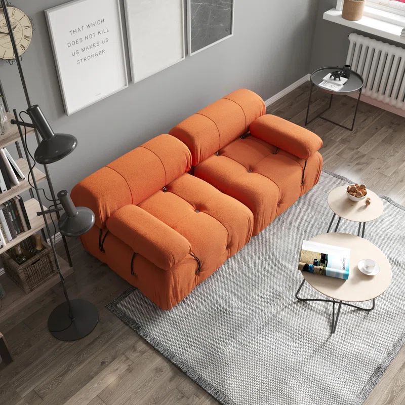 75.6" Velvet Pillow Top Arm Modular Sofa with Reversible Cushions | Wayfair Professional