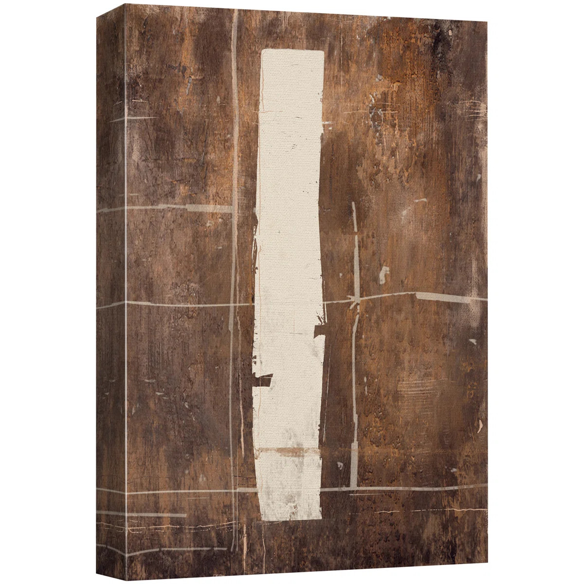 Mid Century Shape " Dark Brown Neutral Abstract Shapes Large Rustic Framed Art Decor Minimalist M... | Wayfair North America