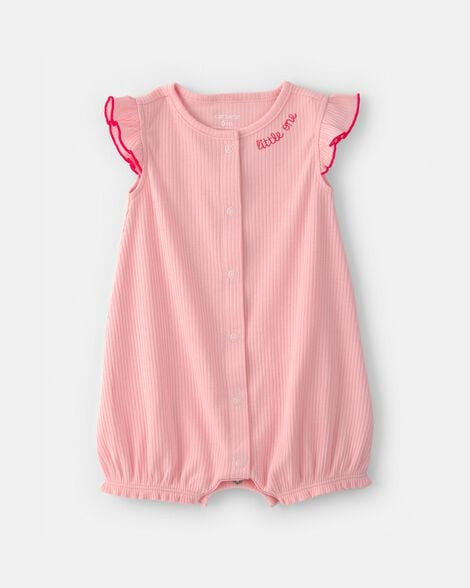 Carter's Baby Girls Girl 'Little One' Rib Short-Sleeve Romper - Pink 9M Pink | Carter's Inc