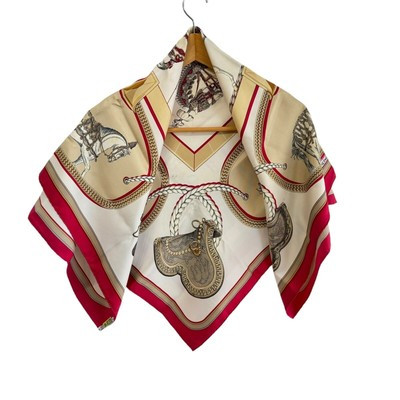 Auth HERMES Carre 90 - Cream Pink Multi Scarf  | eBay | eBay US