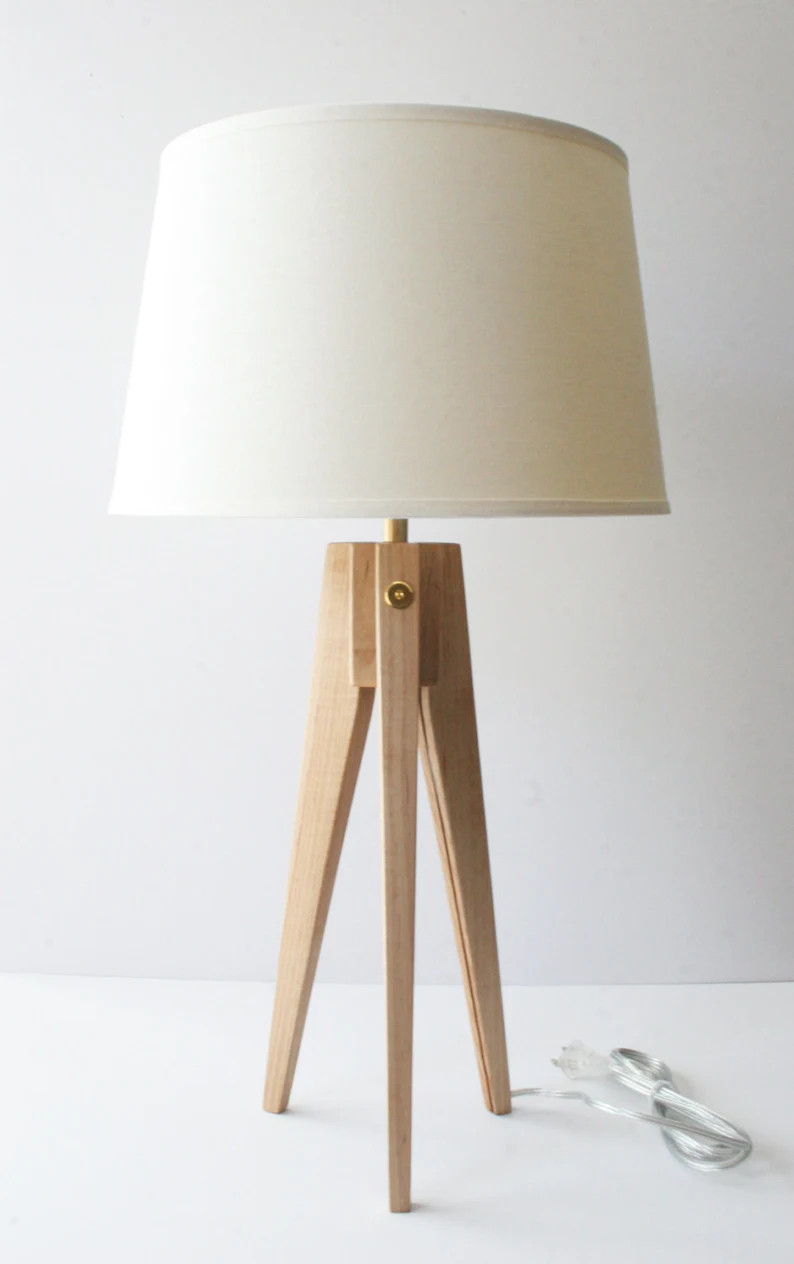 Table Lamp Tripod Slim  Maple | Etsy | Etsy (US)