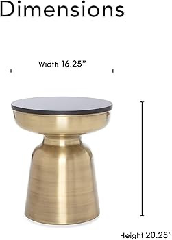 Finch Adler Brass Metal Side Small Round Accent End Drum Table for Living Room or Bedroom Fully A... | Amazon (US)