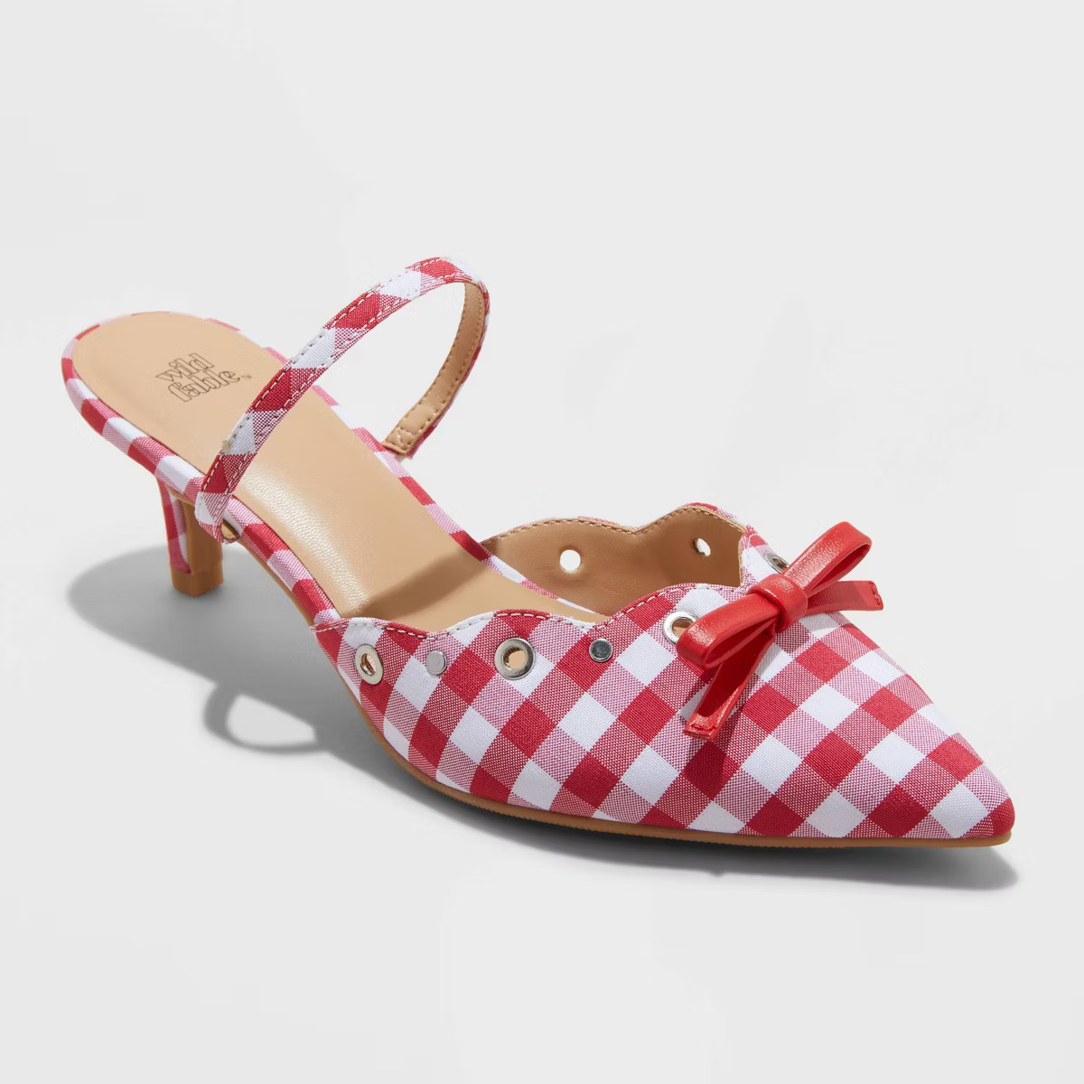 Women's Lysandra Gingham Eyelet Kitten Heels - Wild Fable™ Red | Target
