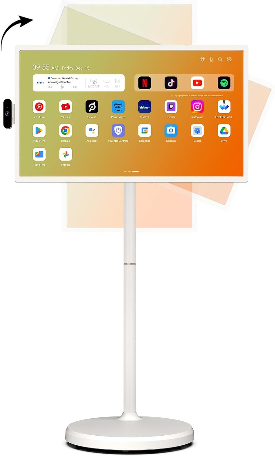 ApoloSign 32 Inch FHD Smart Portable TV on Wheels, Android 16 EDLA Certified, 128GB Storage, Built-in 15000mAh Battery, Voice Remote, Touch Screen TV with Rolling Stand for Home, Office - Gen2 | Amazon (US)