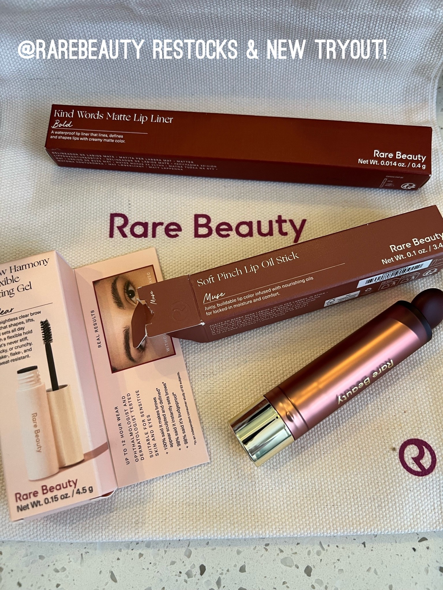 Restock of my favorite brow gel and lip liner (for my purse- no separate sharpener needed!) from #rarebeauty. Also trying the new Soft Pinch Lip Oil Stick 
Brow- clear
Liner- bold
Lip oil- muse

#LTKOver40 #LTKBeauty #LTKselfcare