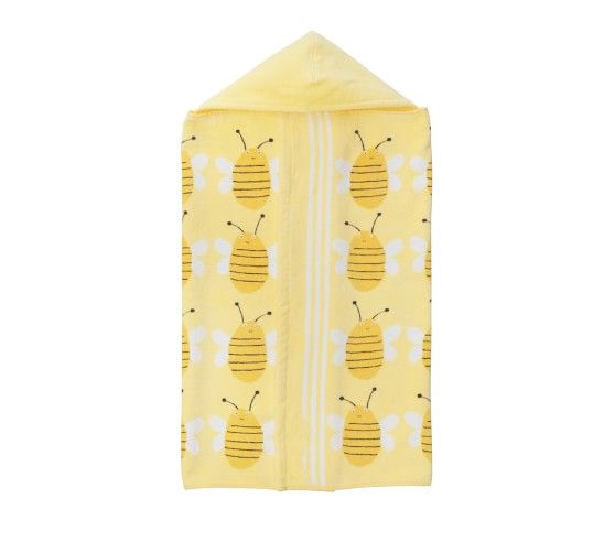 Bumble Bee Icon Baby Beach Hooded Towel | Pottery Barn Kids