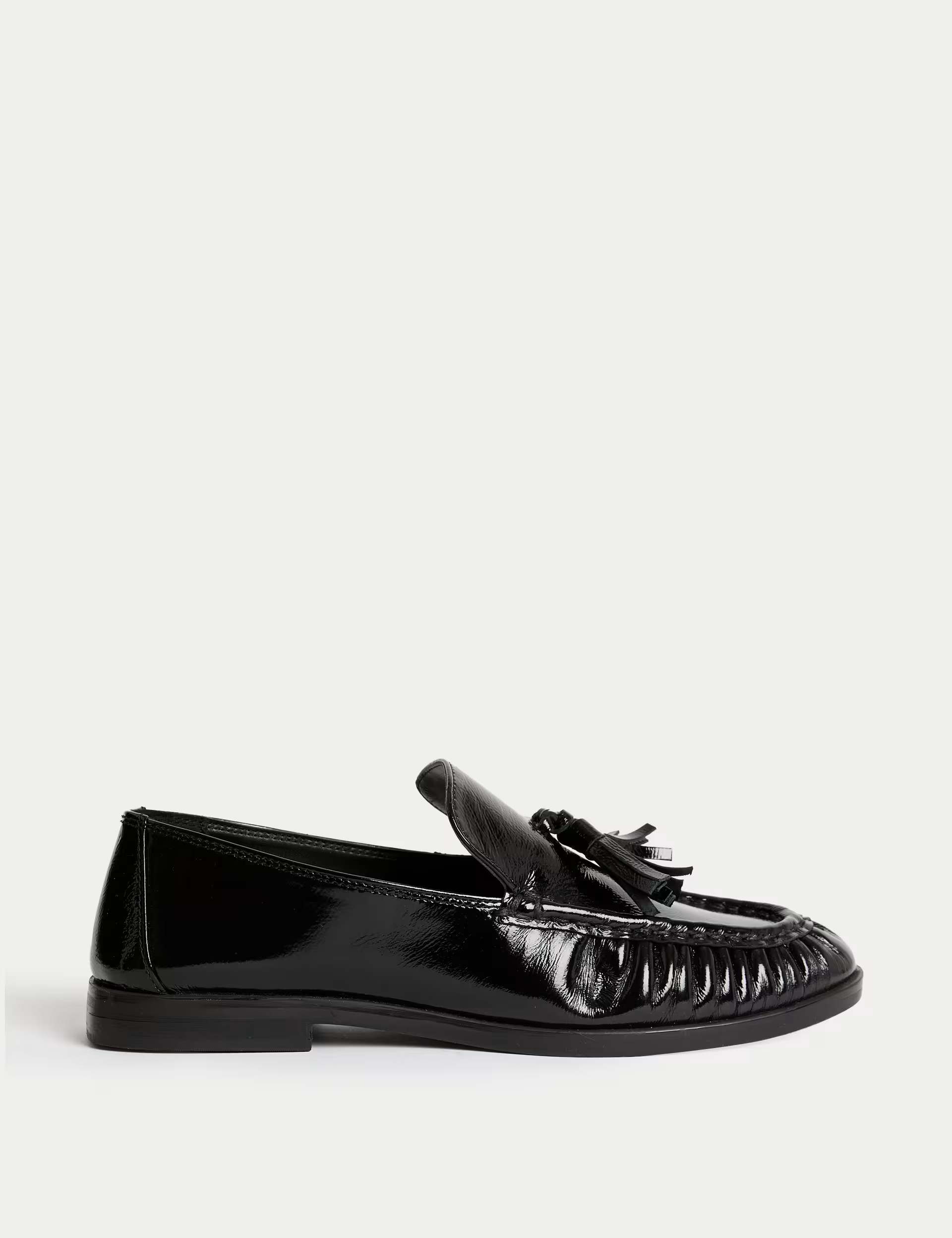 Leather Patent Ruched Tassel Flat Loafers | Marks & Spencer (UK)