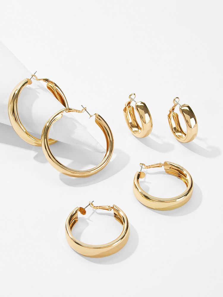 Simple Design Hoop Earrings 3pairs | SHEIN