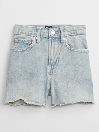 Kids High Rise Mom Jean Shorts with Washwell | Gap Factory