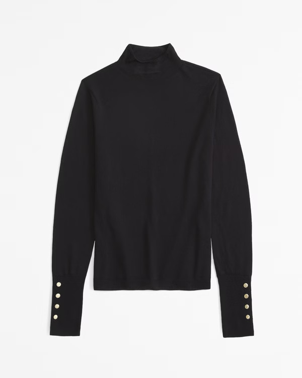 Merino Wool Button Sleeve Mockneck Top | Abercrombie & Fitch (US)