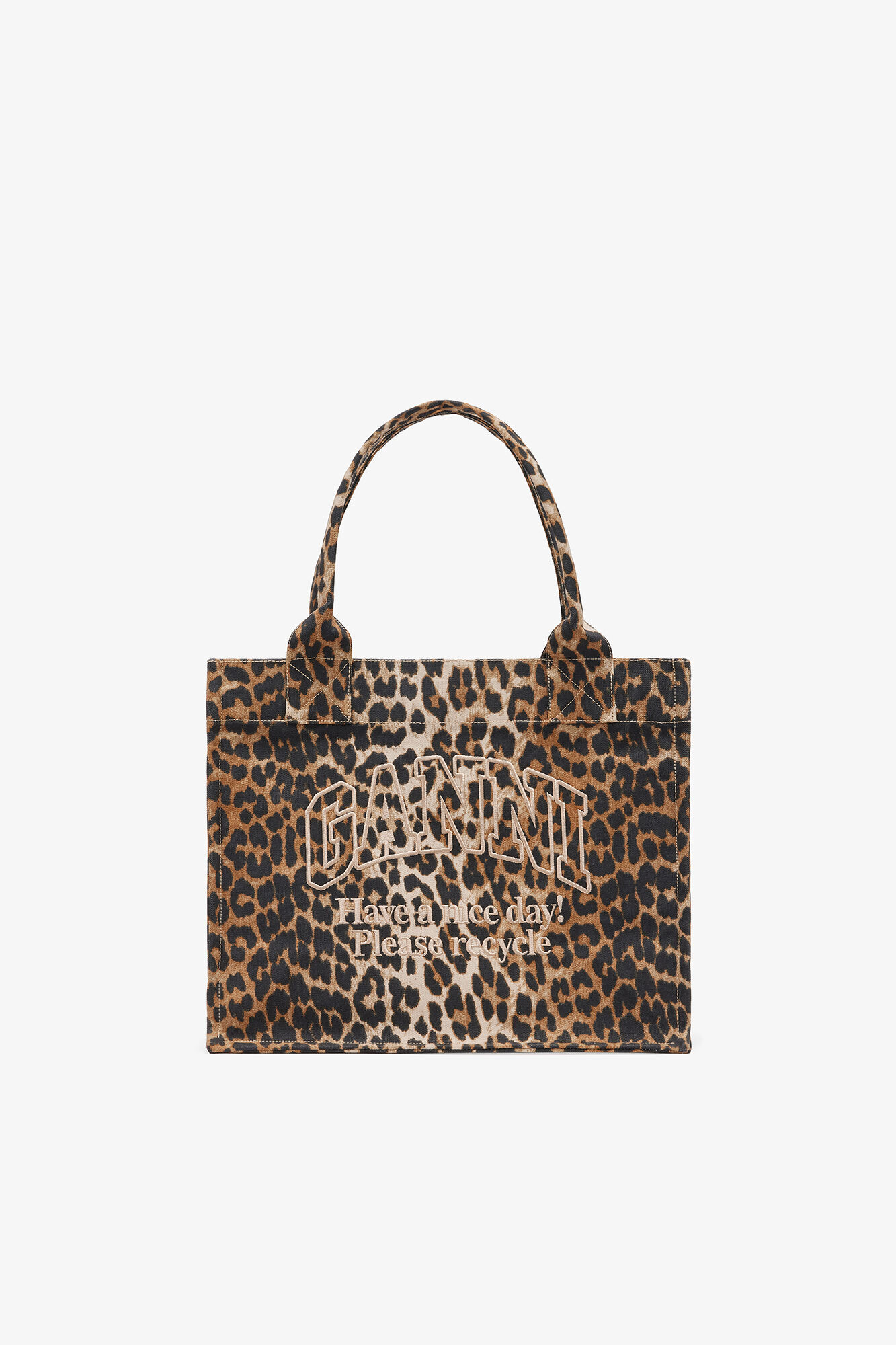 Leopard Large Canvas Tote Bag | Ganni