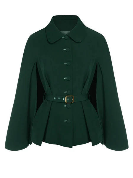 Green 1940s Lapel Cape Coat | Retro Stage