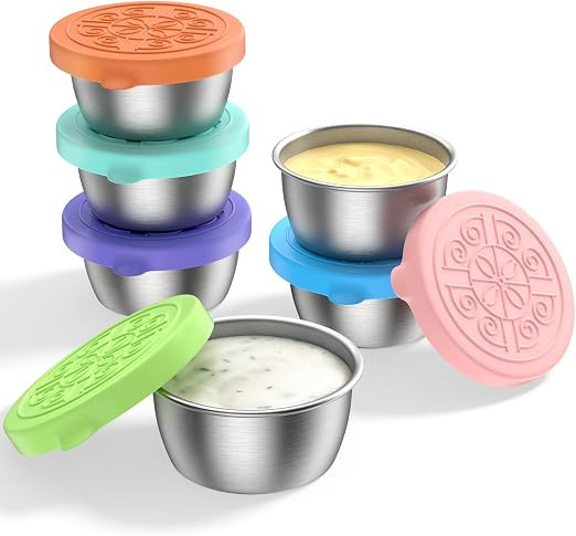 6 Pack Salad Dressing Container To Go, 1.7 Oz/50ml Stainless Steel Small Condiment Containers wit... | Amazon (US)