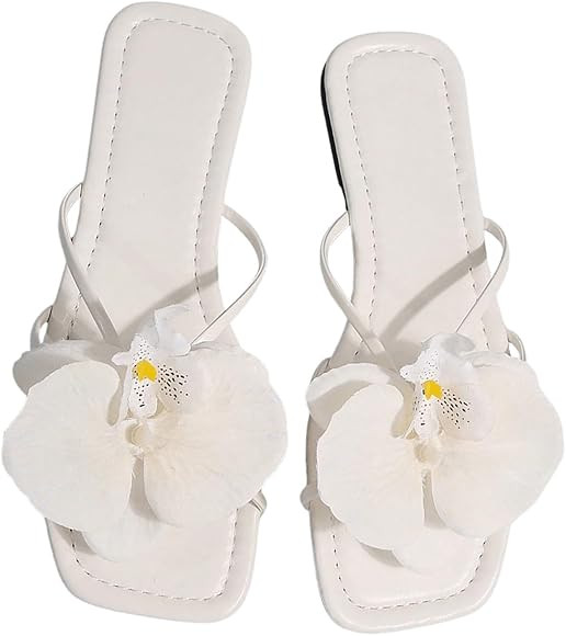 GORGLITTER Women's 3D Flower Sandals Dressy Criss Cross Floral Flat Sandals Open Toe Summer Beach... | Amazon (US)