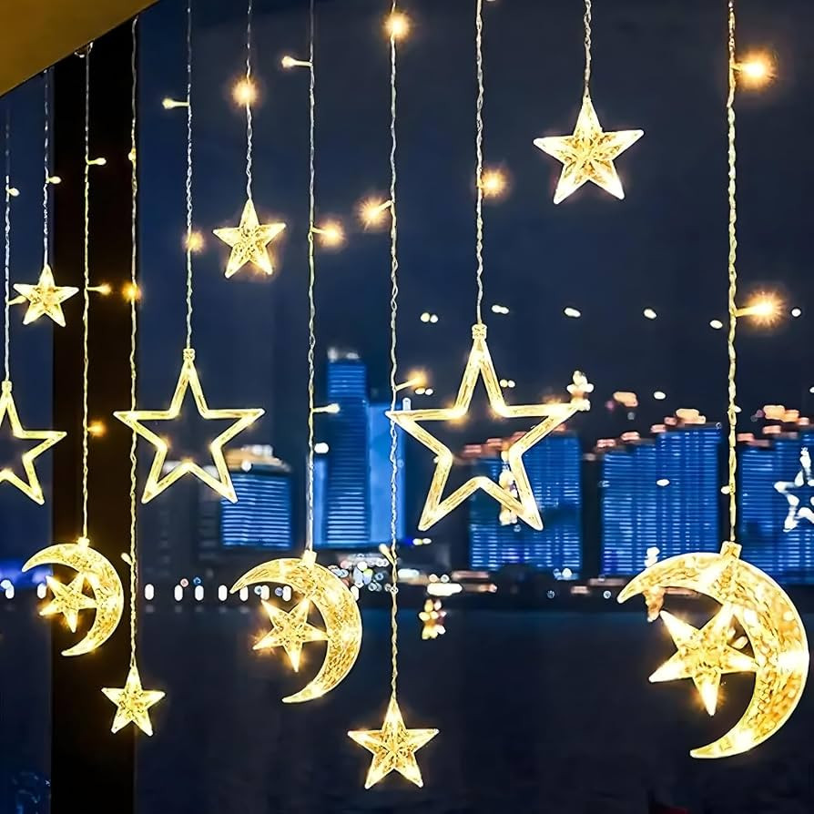 Ramadan Decorations Led Lights,3.5M/11.5Ft Eid Fairy Lights Battery Operated Star&Moon Indoor Out... | Amazon (UK)