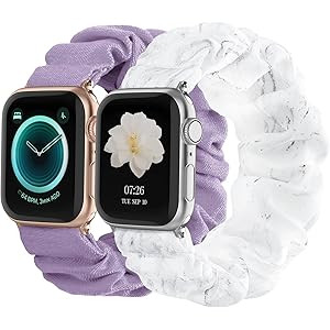 Compatible with Scrunchies Apple Watch Bands 42mm 44mm, Women Cloth Pattern Printed Fabric Wristb... | Amazon (US)