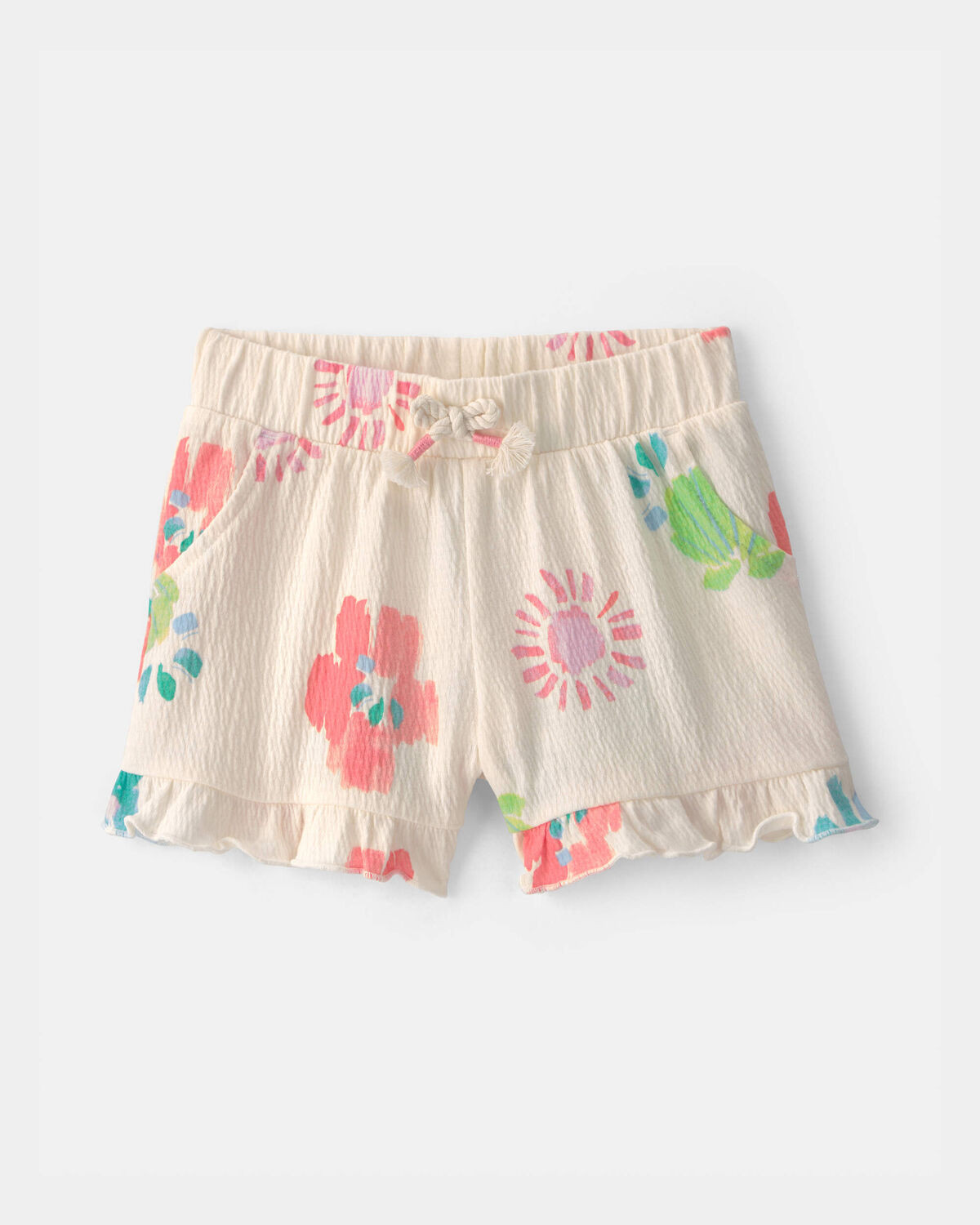 Baby Girl Ruffle-Trim Summer Floral Shorts - Cream | Carter's | Carter's Inc
